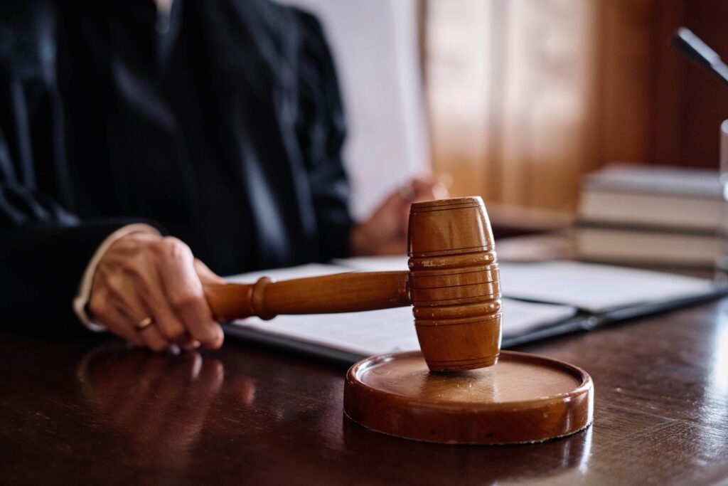 Judge hitting the sound block